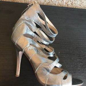 Boutique 9 heels, Silver, Size 9, 4” heel